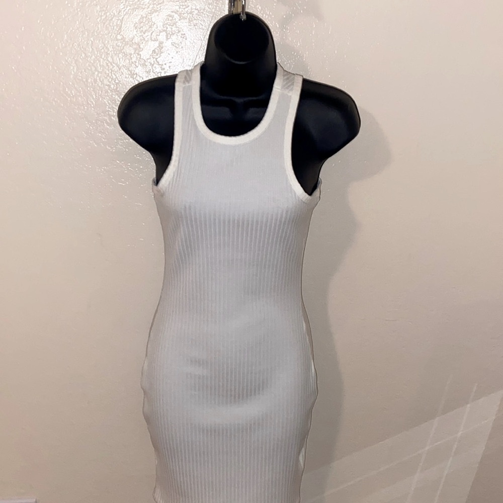 White fitted midi dress